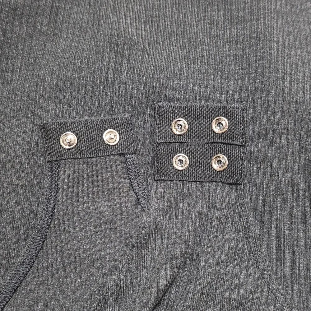 NWT Old Navy Long Sleeve Rib-Knit Bodysuit Square Neck, Dark Gray, Medium - Picture 4 of 6